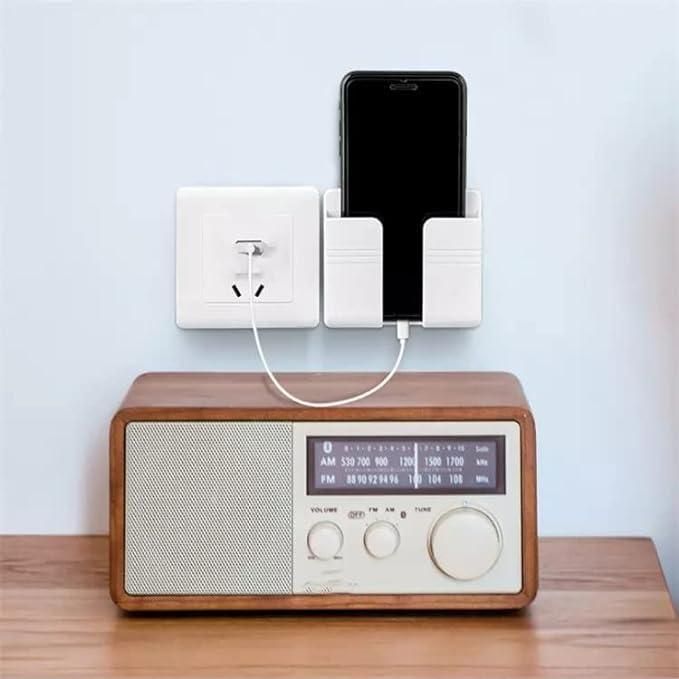 Wall Mount Phone Holder with Strong Adhesive - No Drill Mobile Charging Station