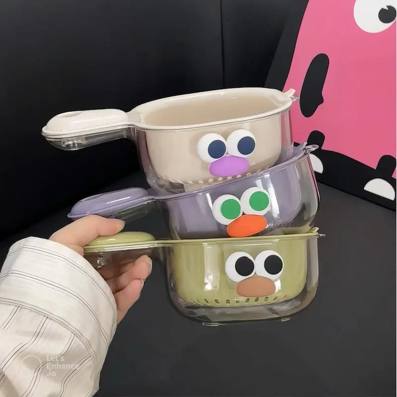 Strainer Dual-Layer Veggie & Fruit Draining Basket with Handle