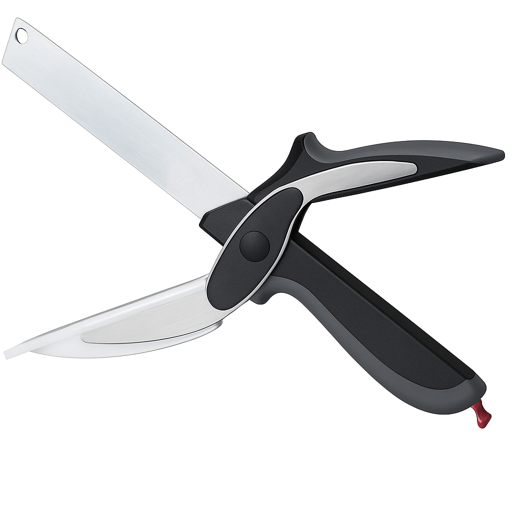 2-in-1 Stainless Steel Clever Cutter Kitchen Knife & Food Chopper with Built-in Mini Chopping Board