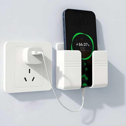 Wall Mount Phone Holder with Strong Adhesive - No Drill Mobile Charging Station