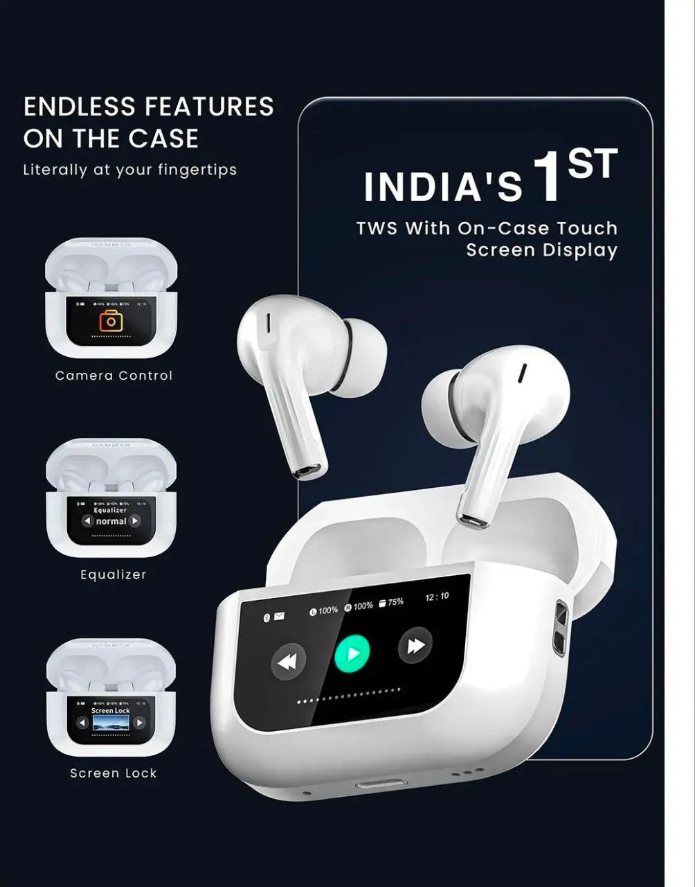 Touch Screen Wireless Earbuds, Bluetooth 5.4 Ear Buds With